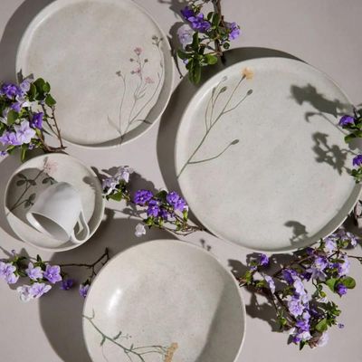 Conjunto Prato Raso 27cm e Sobremesa 21,5cm Porto Brasil Bio Stoneware Campestre Cinza