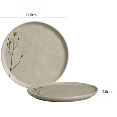 Conjunto Prato Raso 27cm e Sobremesa 21,5cm Porto Brasil Bio Stoneware Campestre Cinza
