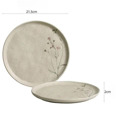 Conjunto Prato Raso 27cm e Sobremesa 21,5cm Porto Brasil Bio Stoneware Campestre Cinza