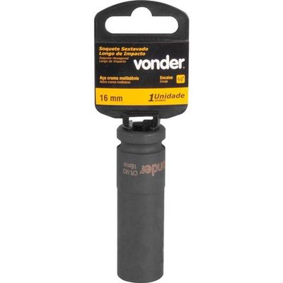 Soquete Sext Impacto Longo Enc 1-2 16mm Aço Cromo Vonder