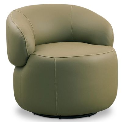 Kit 2 Poltronas Decorativas Giratória Orgânica Sala Living Nevile L06 Couro Verde Musgo - Lyam Decor