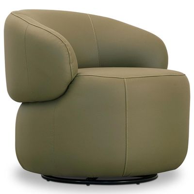 Kit 2 Poltronas Decorativas Giratória Orgânica Sala Living Nevile L06 Couro Verde Musgo - Lyam Decor