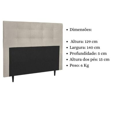 Cabeceira Estofada Cama Box Casal 140 Cm Helena Suede Bege