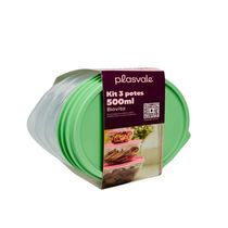 Kit 3 Potes Biovita 500ml Plasvale Verde