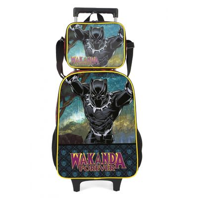Mochila Lancheira Rodas Infantil Vingadores Luxcel IC38132AG Preto
