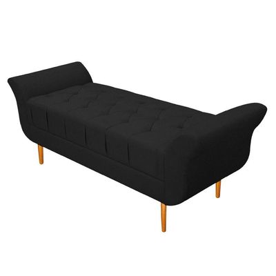 Kit Cabeceira e Recamier 140 Cm Casal Corano Preto