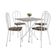 Conjunto de Mesa Quadrada com Tampo Granito e 4 Cadeiras Léia Revestimento Sintético Branco e Palha