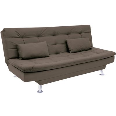 Sofá-Cama 1,90 Metros Linoforte Melissa, Suede Veludo, Espuma D-33 Marrom