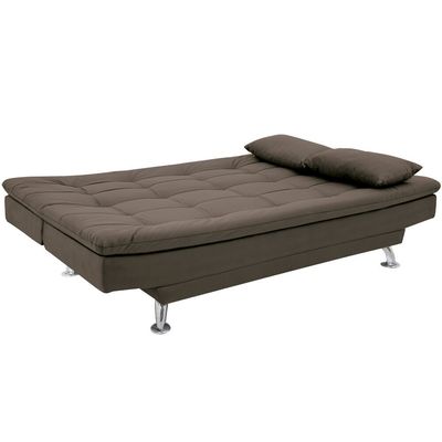 Sofá-Cama 1,90 Metros Linoforte Melissa, Suede Veludo, Espuma D-33 Marrom