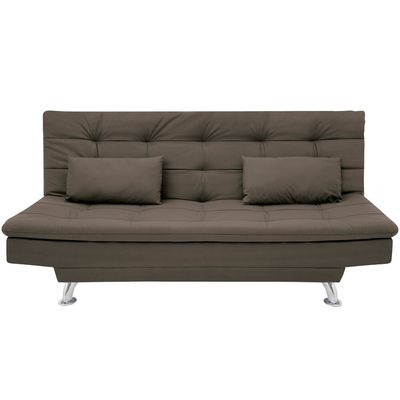 Sofá-Cama 1,90 Metros Linoforte Melissa, Suede Veludo, Espuma D-33 Marrom