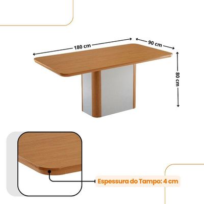 Conjunto Mesa De Jantar Isadora Tampo Mdf 6 Cadeiras Isadora Moderna Veludo Creme Naturale