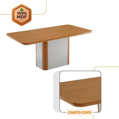Conjunto Mesa De Jantar Isadora Tampo Mdf 6 Cadeiras Isadora Moderna Veludo Creme Naturale