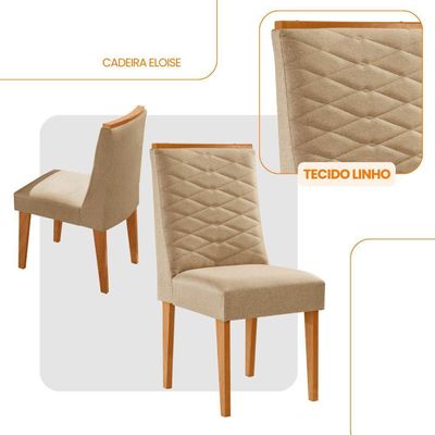 Conjunto Com 2 Cadeiras Mdf Eloise P/ Sala De Jantar Moderna Turim 07/naturale
