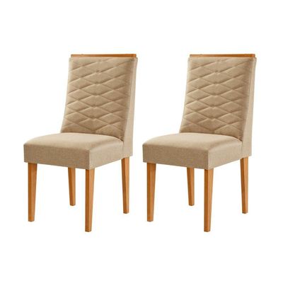 Conjunto Com 2 Cadeiras Mdf Eloise P/ Sala De Jantar Moderna Turim 07/naturale