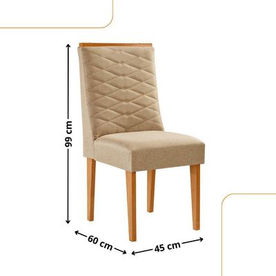 Conjunto Com 2 Cadeiras Mdf Eloise P/ Sala De Jantar Moderna Turim 07/naturale