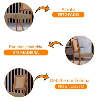 Conjunto Com 2 Cadeiras Aila Moderna Mobília Linho Palha/cinam.imbuia