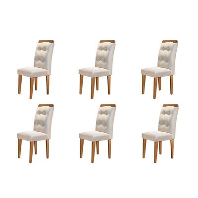 Conjunto Com 6 Cadeiras Para Sala De Jantar Carol Rufato Imbuia/veludo Creme