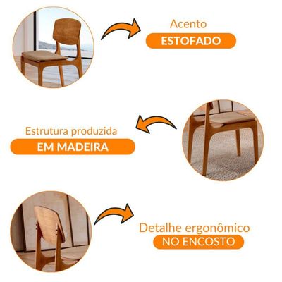 Conjunto Com 2 Cadeiras Malta Gold Moderna Mobília Linho Palha Cinamomo Imbuia