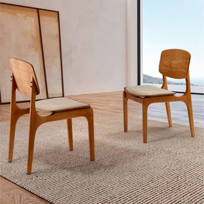 Conjunto Com 2 Cadeiras Malta Gold Moderna Mobília Linho Premium Imbuia Natural