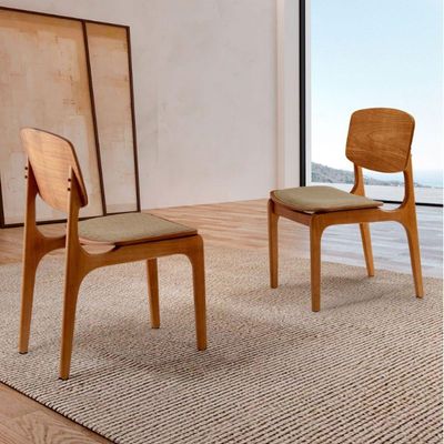 Conjunto Com 2 Cadeiras Malta Gold Moderna Mobília Linho Off White Cinamomo Imbuia