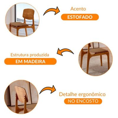 Conjunto Com 2 Cadeiras Malta Gold Moderna Mobília Star Caramelo Imbuia