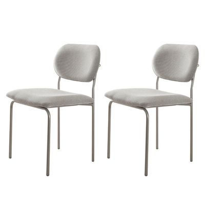Conjunto Com 2 Cadeiras Metal Marchezine Moderna Mobilia Luna Prata