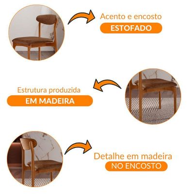 Conjunto Com 2 Cadeiras Noronha Moderna Mobília Prada Cinamomo Imbuia