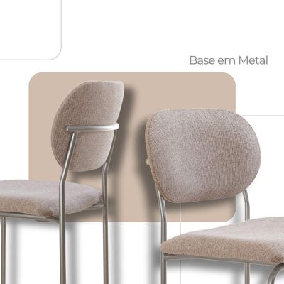 Conjunto Com 2 Cadeiras Metal Marchezine Moderna Mobilia Brisa Prata