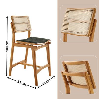 Conjunto Com 2 Banquetas Eva Premium Jade Imbuia Natural