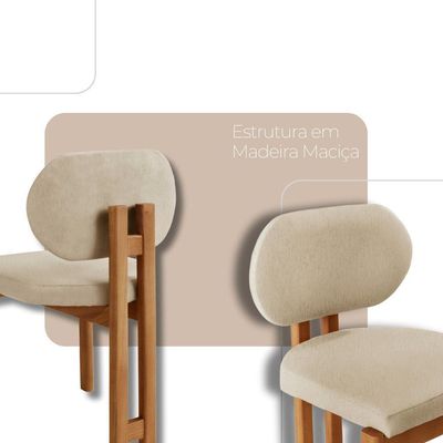 Mesa De Jantar Nala 220cm Madeira Tampo Laminado 8 Cadeira Nala Linho Off Imbuia Natural