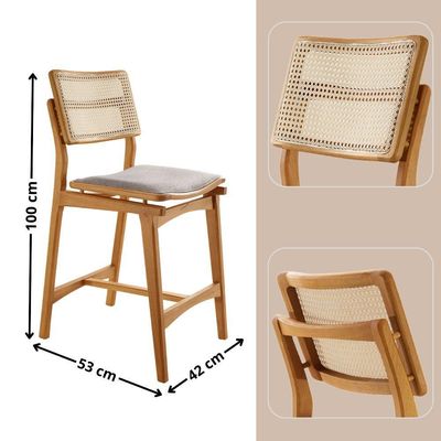 Conjunto Com 2 Banquetas Eva Premium Brisa Imbuia Natural