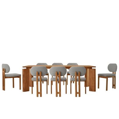 Mesa De Jantar Nala 220cm Madeira Tampo Laminado 8 Cadeira Nala Luna Imbuia Natural
