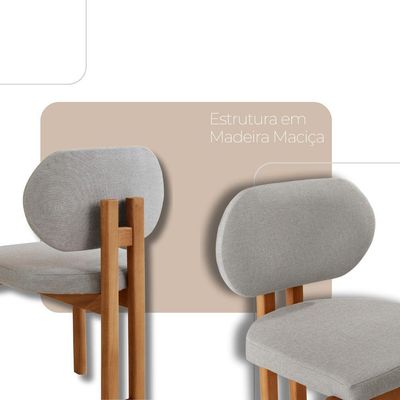 Mesa De Jantar Nala 220cm Madeira Tampo Laminado 8 Cadeira Nala Luna Imbuia Natural