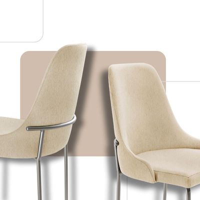 Conjunto Com 2 Cadeiras Metal Vicenza Moderna Mobilia Linho Off White Prata