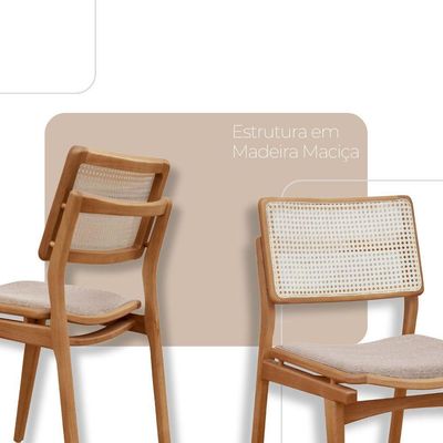 Conjunto Com 2 Cadeiras Madeira Eva Premium Brisa Imbuia Natural