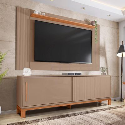 Painel Para TV 65 Polegadas E Rack Bancada 180cm Lucca Areia Freijó C01 - Mpozenato