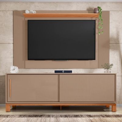 Painel Para TV 65 Polegadas E Rack Bancada 180cm Lucca Areia Freijó C01 - Mpozenato
