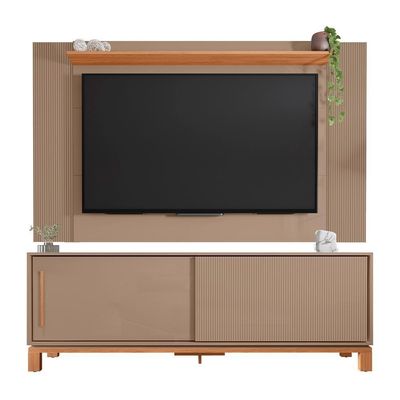 Painel Para TV 65 Polegadas E Rack Bancada 180cm Lucca Areia Freijó C01 - Mpozenato