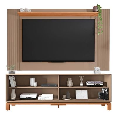 Painel Para TV 65 Polegadas E Rack Bancada 180cm Lucca Areia Freijó C01 - Mpozenato
