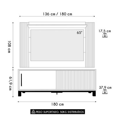 Painel Para TV 65 Polegadas E Rack Bancada 180cm Lucca Areia Freijó C01 - Mpozenato