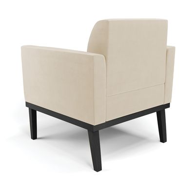 Poltrona Base de Madeira Fixa Preto Marisa Suede Bege