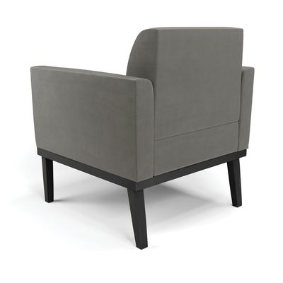 Poltrona Base de Madeira Fixa Preto Marisa Suede Grafite