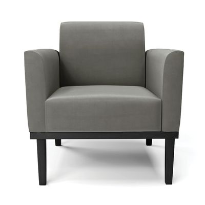 Poltrona Base de Madeira Fixa Preto Marisa Suede Grafite