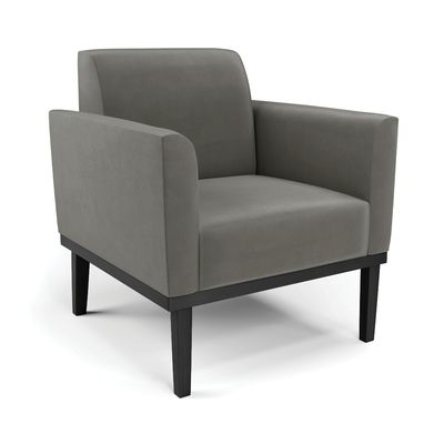 Poltrona Base de Madeira Fixa Preto Marisa Suede Grafite