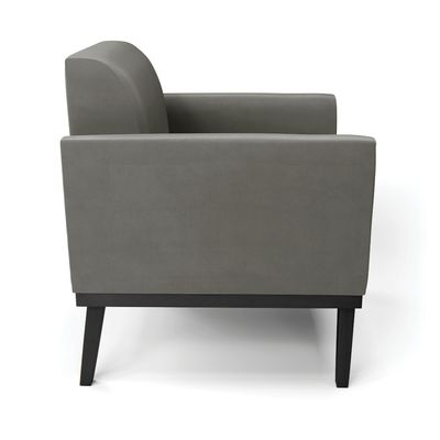Poltrona Base de Madeira Fixa Preto Marisa Suede Grafite
