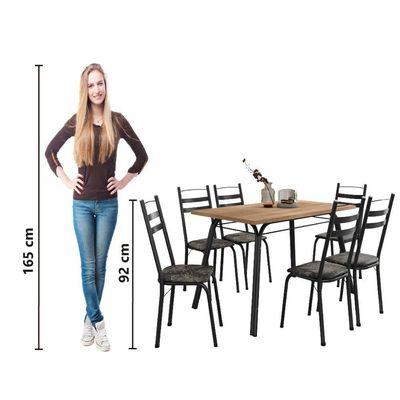 Conjunto De Mesa Sala De Jantar Com 6 Cadeiras Tubular