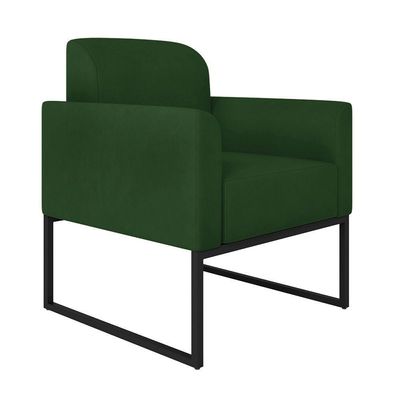 Kit Namoradeira E 1 Poltrona Preta Suede Verde