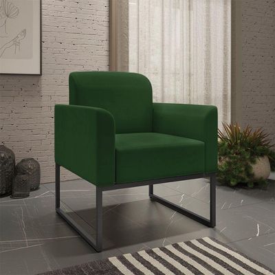 Kit Namoradeira E 1 Poltrona Preta Suede Verde