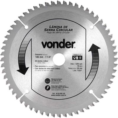 Lamina Serra Circular Videa 185X20X60 Al Vonder