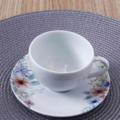 Jogo 6 Xícaras com Pires Chá Café 250ml Tramontina Floratta Porcelana Floral Servir Mesa Posta